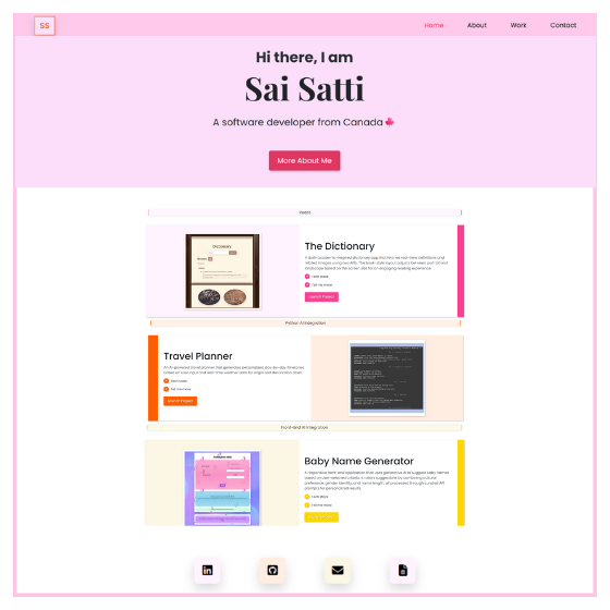 A snapshot of Sai's dev portfolio