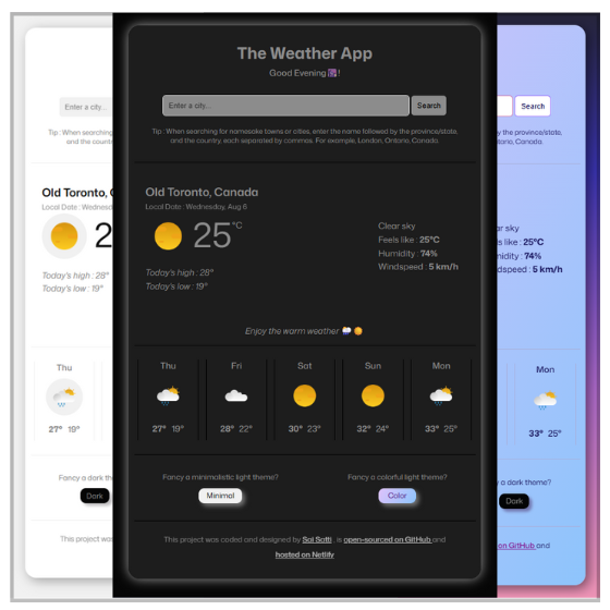 A snapshot of Sai's weather forecast app